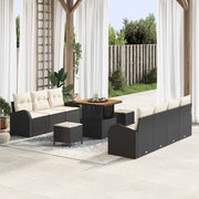 Set Divano da Giardino con cuscino 10 pcs Nero polyrattan 3362355