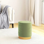 Sgabello Rotondo con Contenitore Verde Senape in Velluto 31 x 37 cm 340292