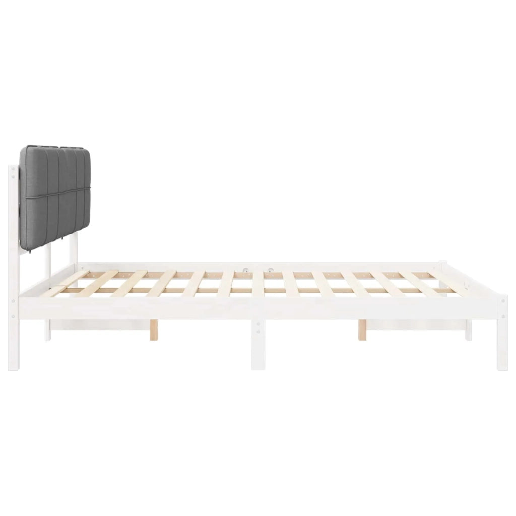 Letto con Testiera Rivestita Grigio chiaro 200 x 200 cm
