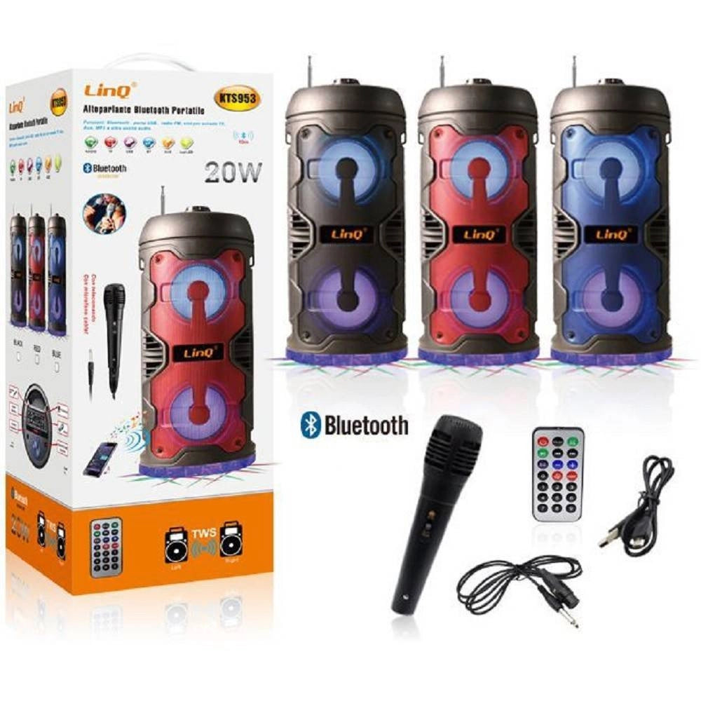 Trade Shop - Altoparlante Speaker Cassa Bluetooth Portatile Kts953 20w Microfono Wireless Usb -