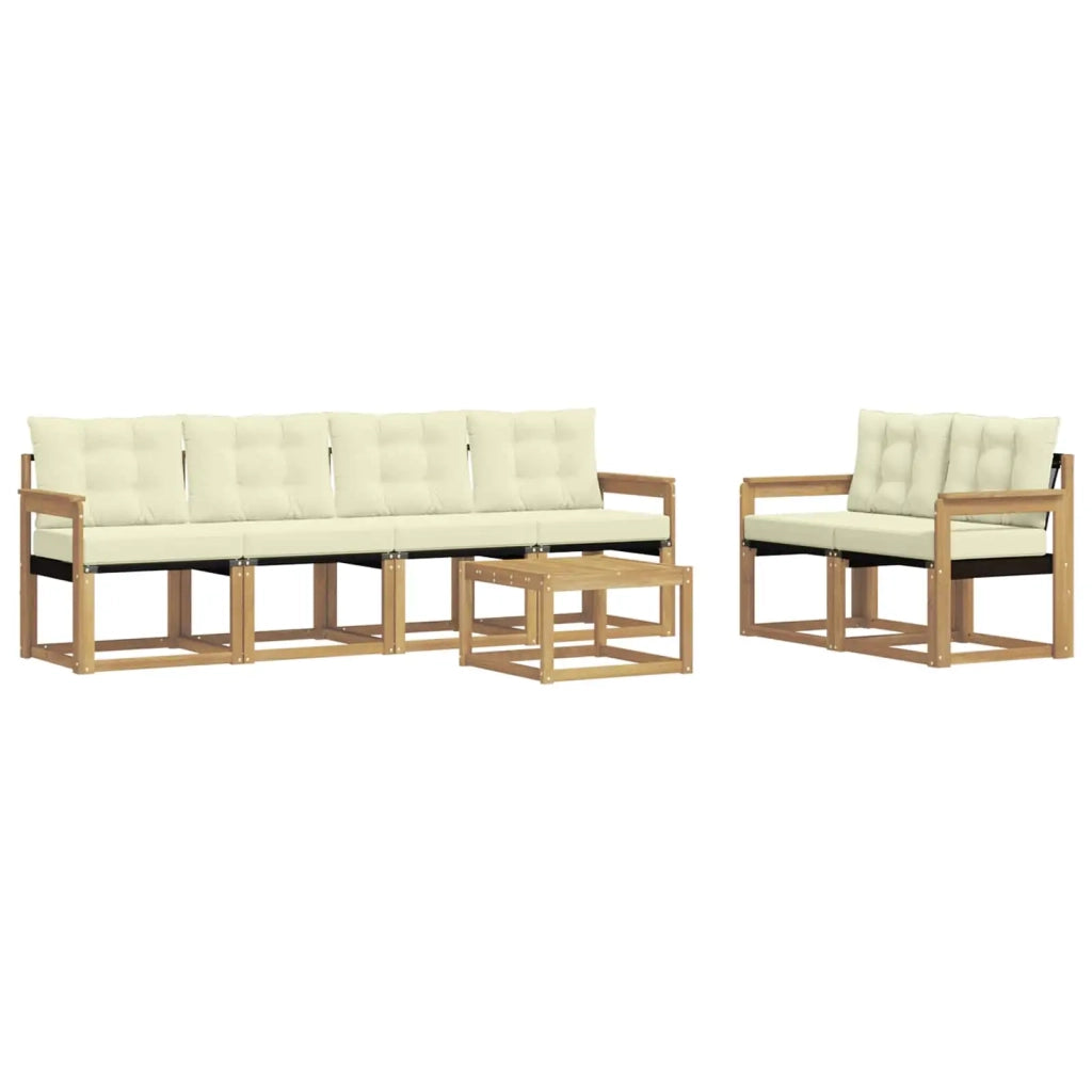 Set di divani da esterno 7 pz Bianco e Crema 3389228