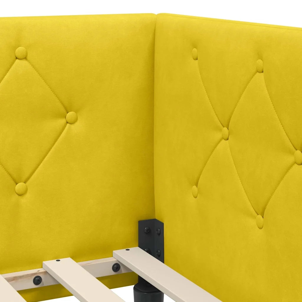Cornice del letto ad angolo Giallo 90 x 190 cm Velluto 42016602