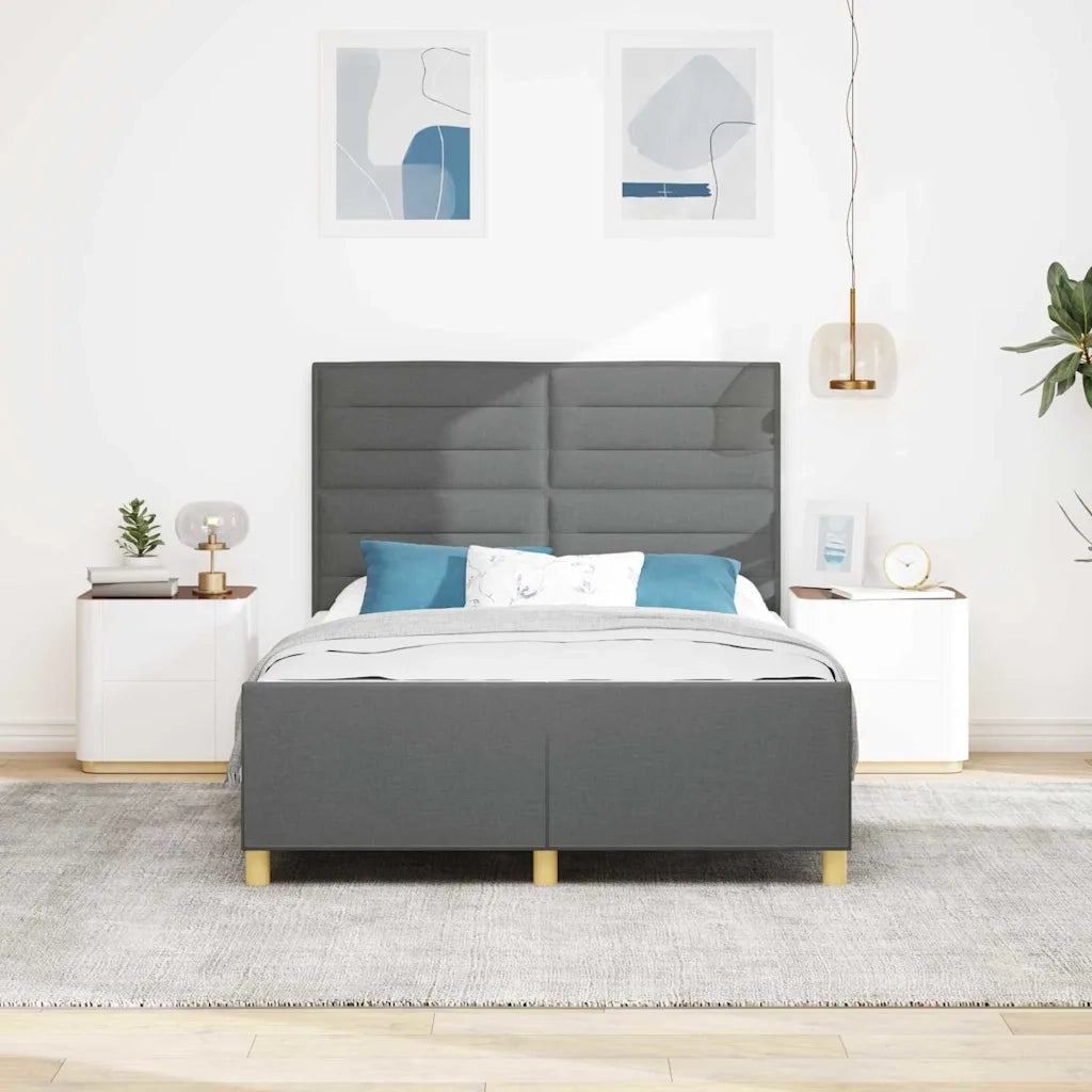 Struttura del letto Grigio scuro 140 x 190 cm Tessuto