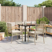 Set da Pranzo da Giardino 5 pz con Cuscini Beige in Polyrattan 3213632