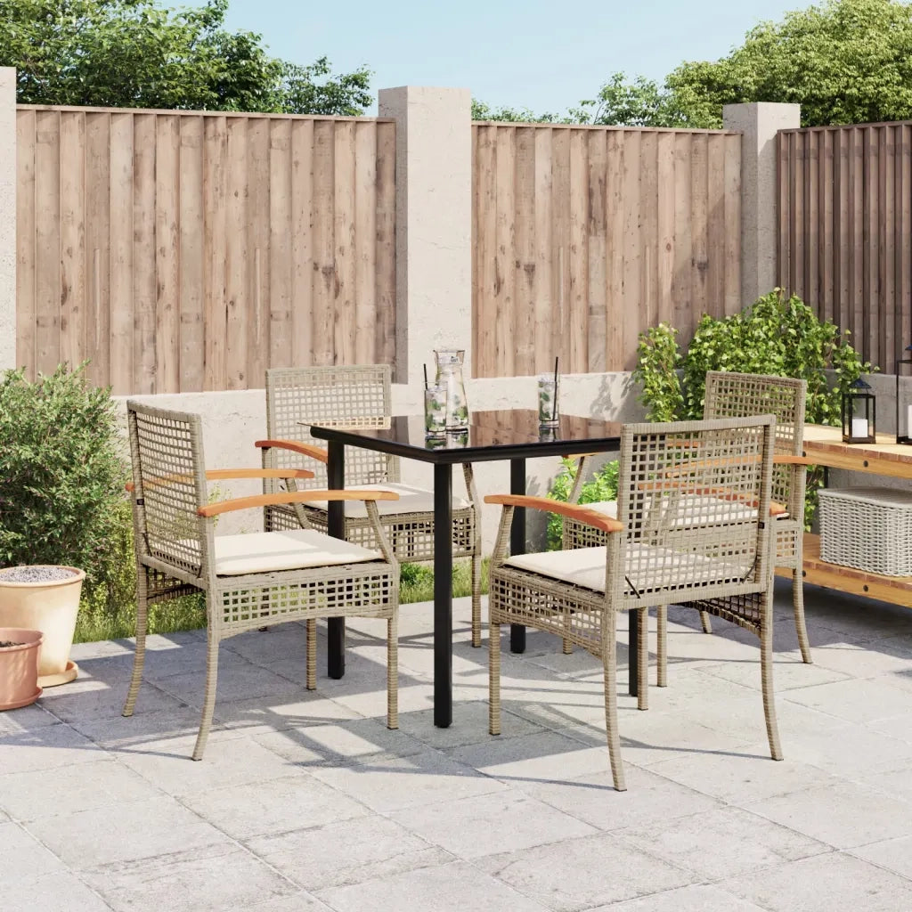 Set da Pranzo da Giardino 5 pz con Cuscini Beige in Polyrattan 3213632