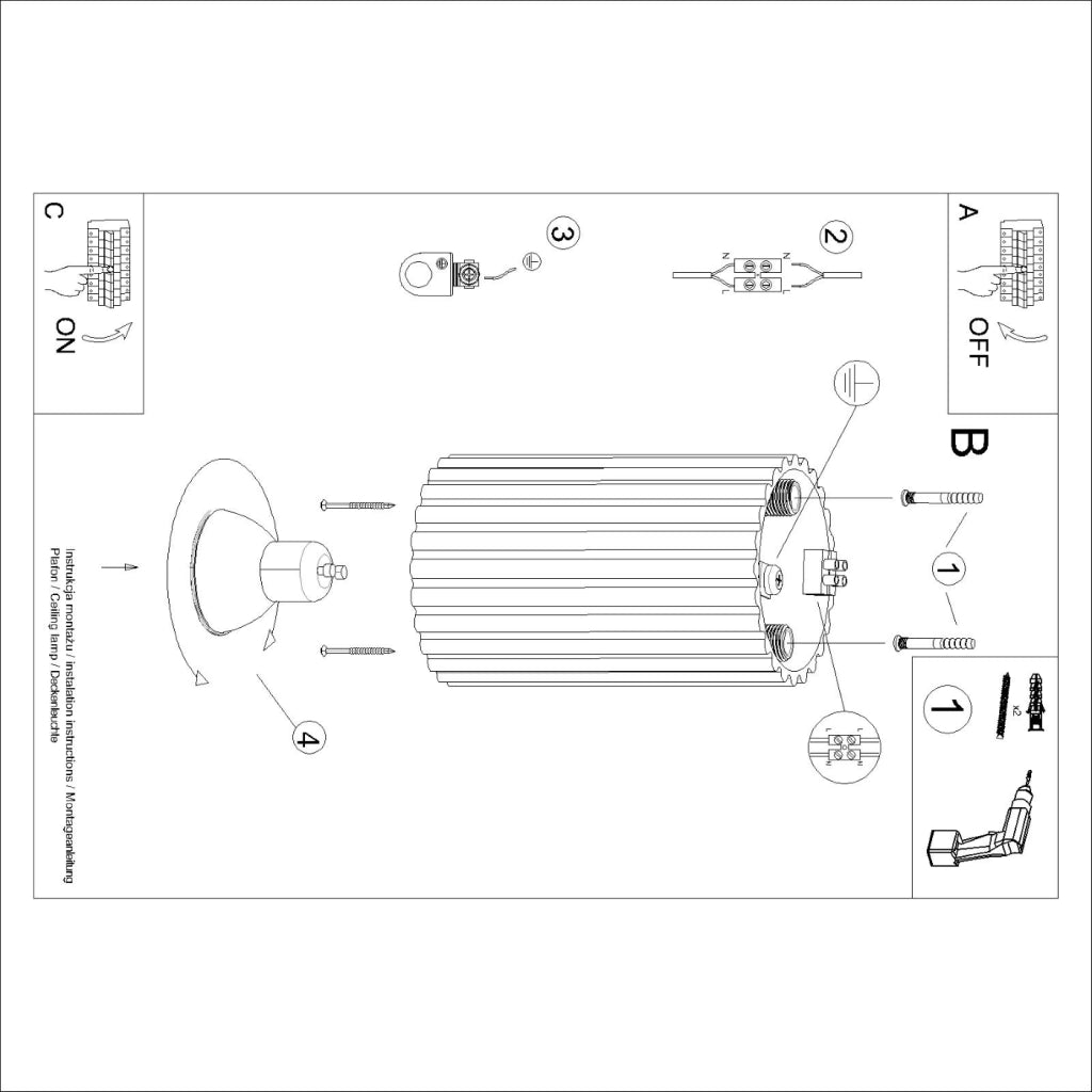 Lampada da soffitto KARBON 10 nero