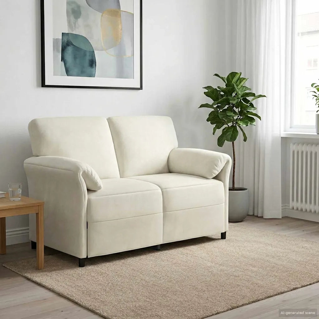 Divano a 2 Posti Crema 138 x 83 x 95 cm Velluto 42033947