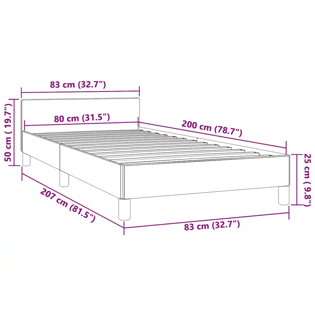 Giroletto con Testiera senza Materasso Nero 80x200 cm Velluto 347539