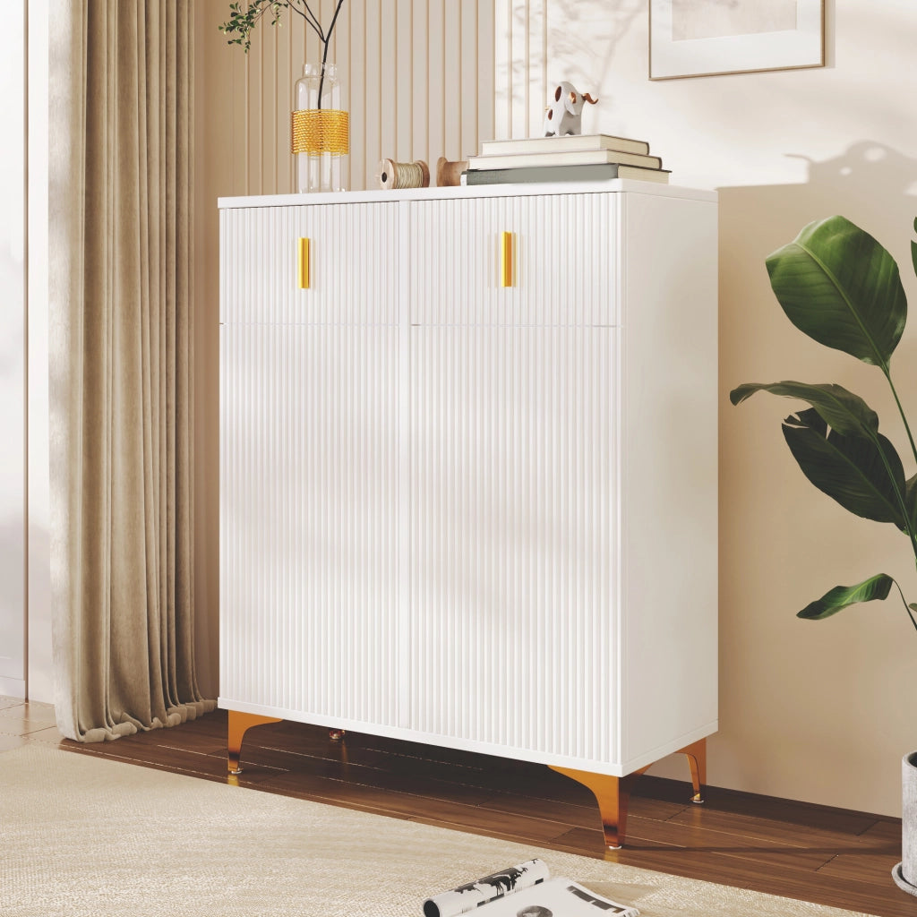 Sideboard con 2 cassetti, 2 ante e ripiani regolabili, bianco