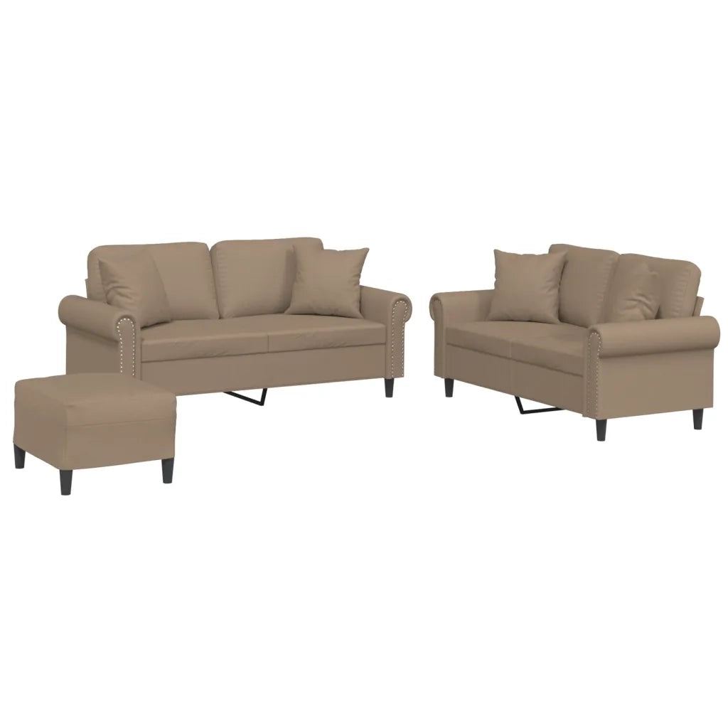 Set di Divani 3 pz con Cuscini Cappuccino in Similpelle 3202169