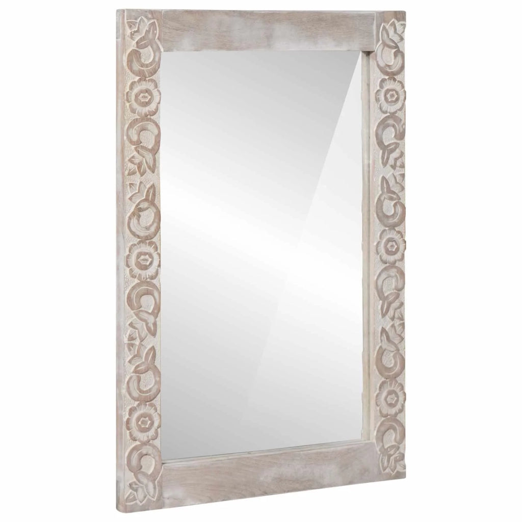 Specchio da Parete | Specchio decorativo Bianco 70 x 50 cm Legno di mango massello