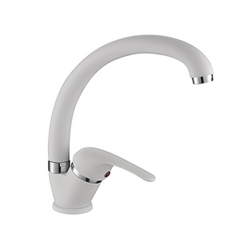Rubinetto cucina a canna alta in ottone bianco Remy