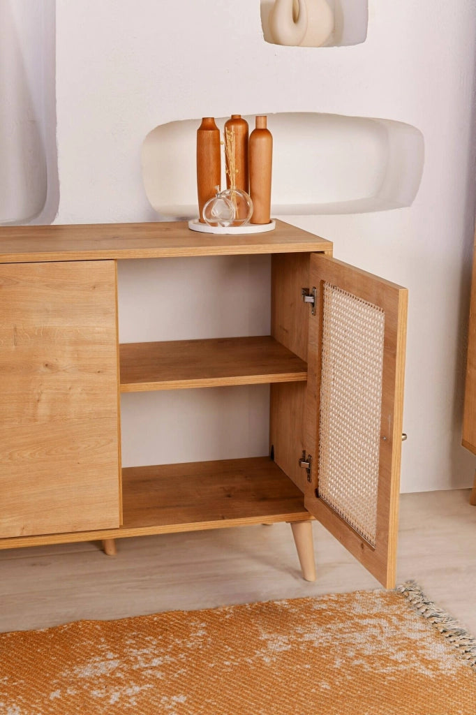 Madia Tarawa, Credenza 3 Ripiani, 180x41x81h cm Marrone Quercia