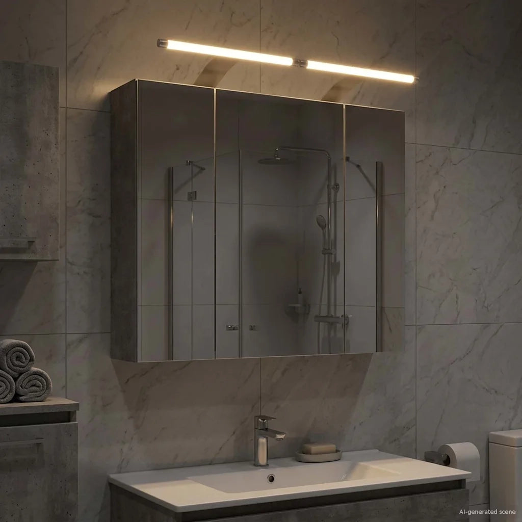 Mobiletto per specchio da Bagno | Armadio da bagno Grigio cemento