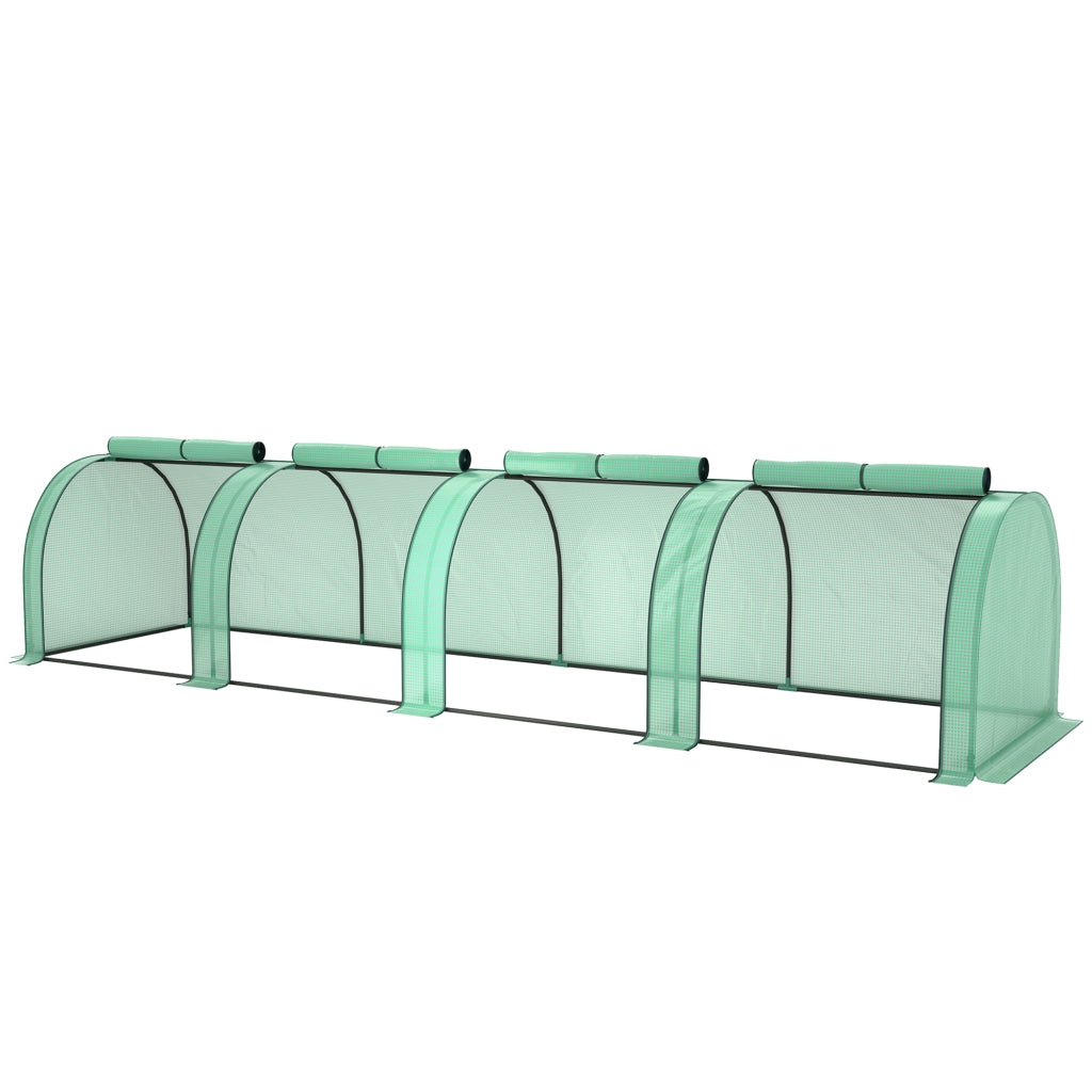 Serra da Giardino per Pomodori ¨C Xylo ¨C 4x1x0.80m Acciaio PE Anti-UV Verde con 4 Porte Zip
