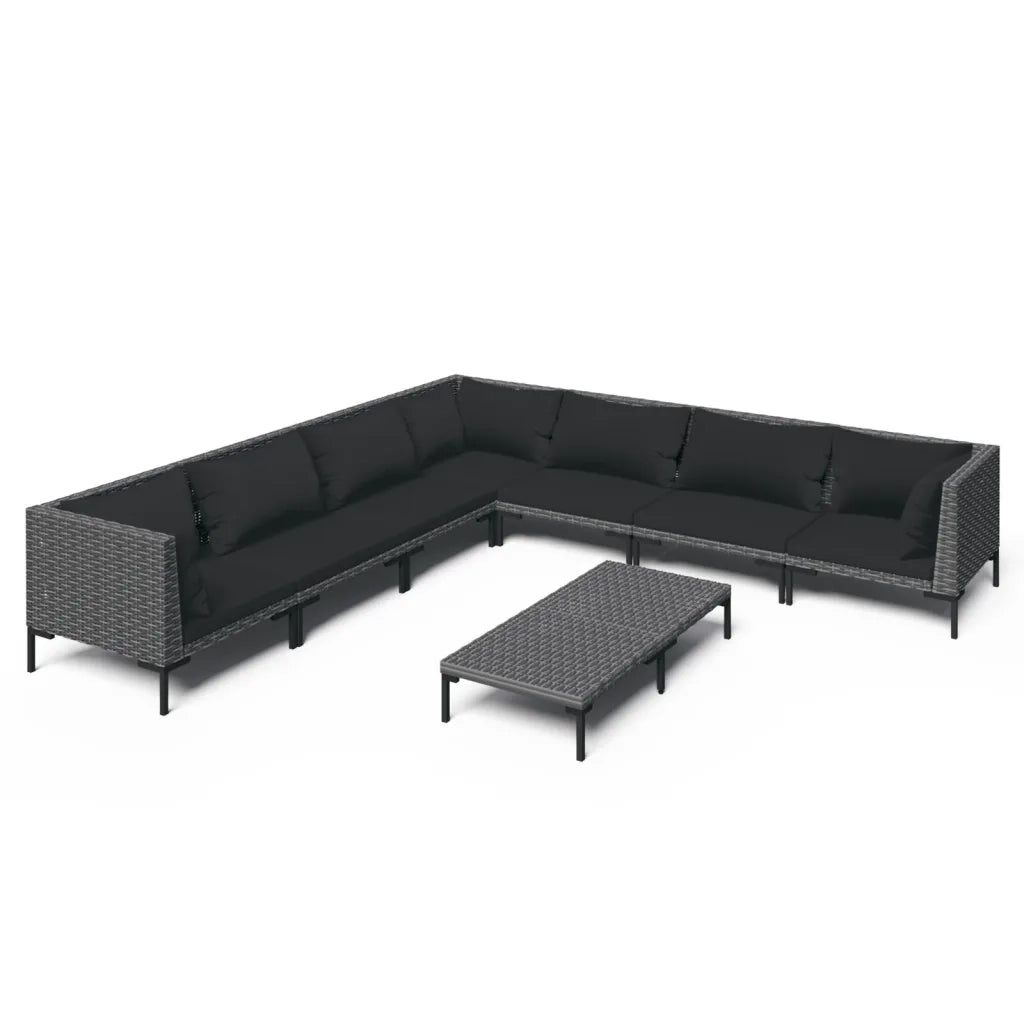 Divani da Giardino 8 pz con Cuscini in Polyrattan Grigio Scuro 3099847
