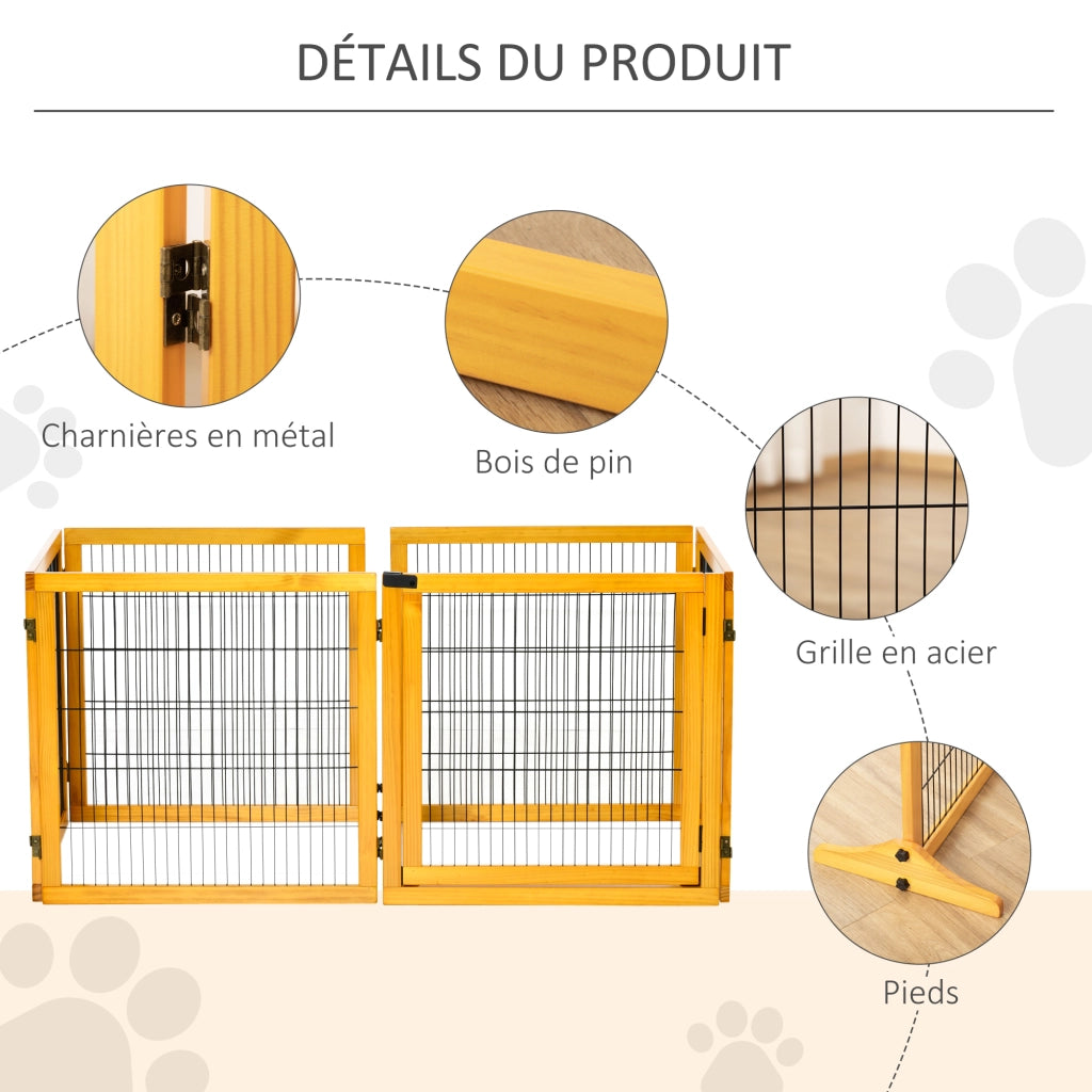 Barriera Sicurezza per Cani Pieghevole 6 Pannelli ¨C Minimal ¨C 432x36x70 Giallo