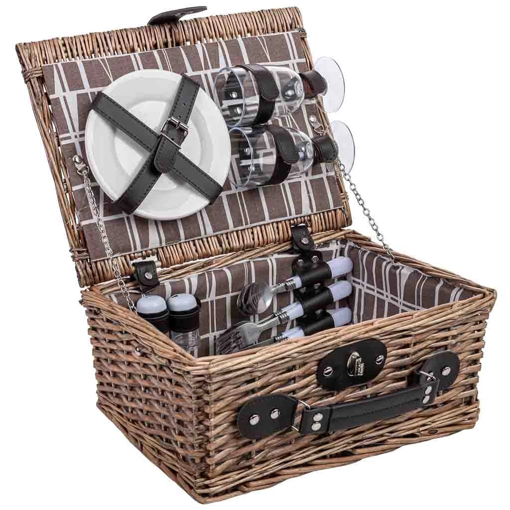 Cestino da picnic per 2 persone, marrone, 34x25,5x16h cm