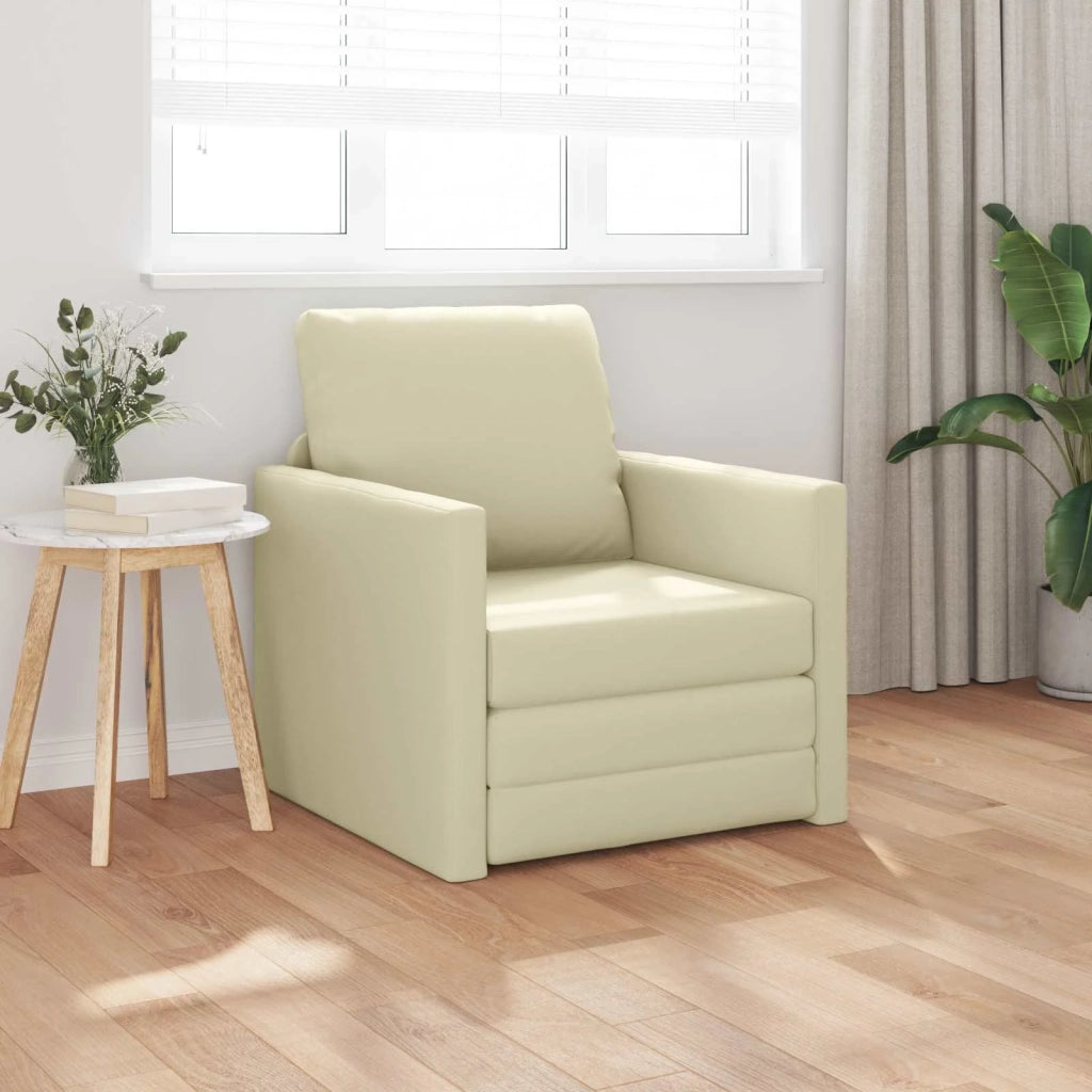 Divano letto | Sof¨¤ letto | Letto singolo 60cm Crema Pelle Artificiale