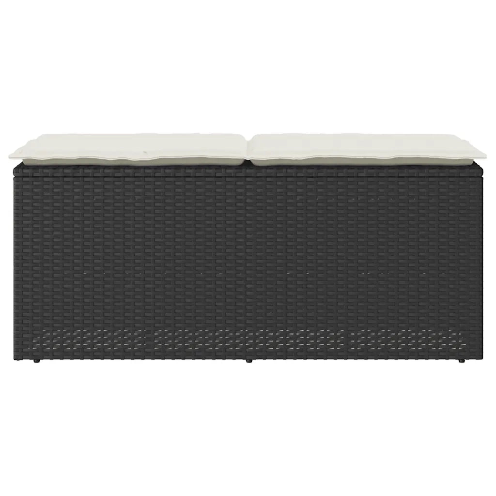 Panca da Giardino con Cuscino Nera 110x40x44 cm in Polyrattan 4104145