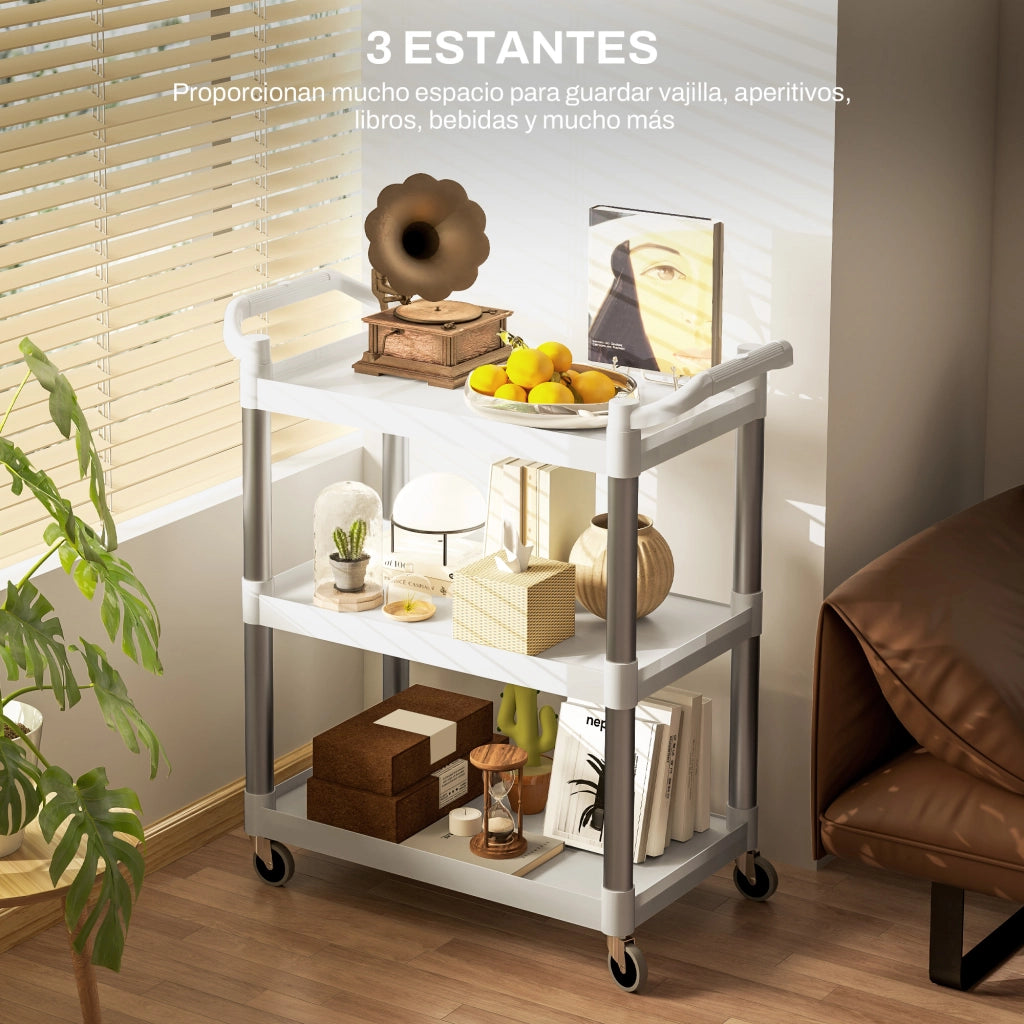 Carrello da Cucina a 3 Livelli ¨C Minimal ¨C Bianco 88x44x93 cm