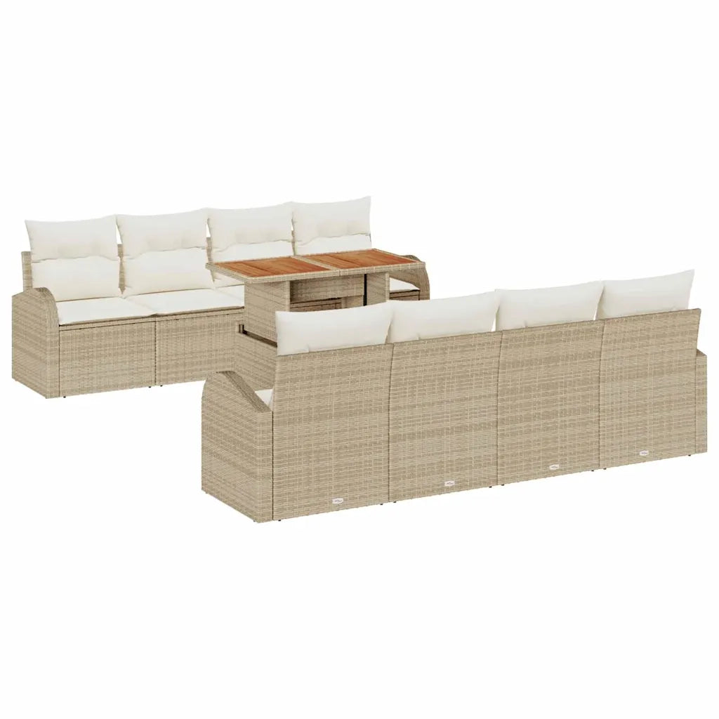 Set Divano da Giardino 9 pcs Beige Poly Rattan 3358297