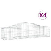 Set di 4 gabbioni ad arco per recinzione gabbia o muro di contenimento 200 x 50 x 40/60 cm ferro zincato argento 02_0041450