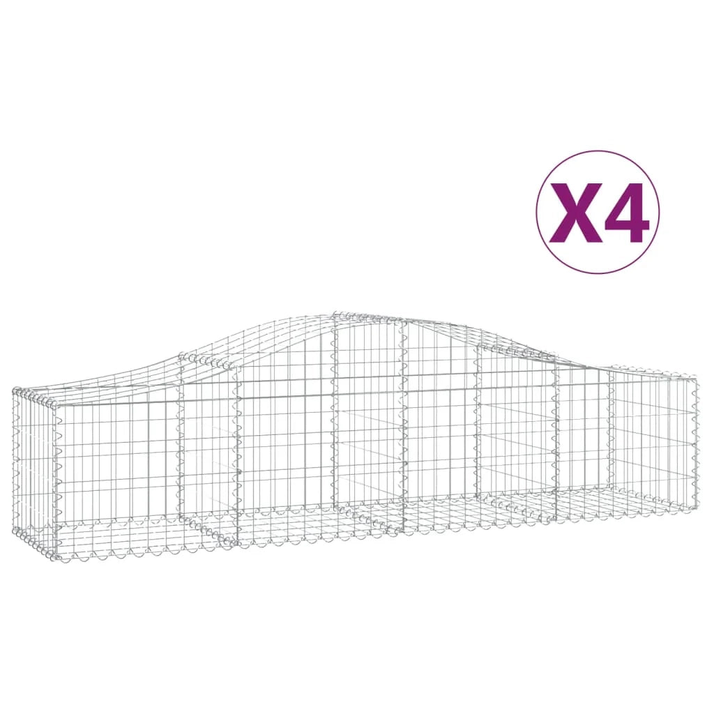 Set di 4 gabbioni ad arco per recinzione gabbia o muro di contenimento 200 x 50 x 40/60 cm ferro zincato argento 02_0041450