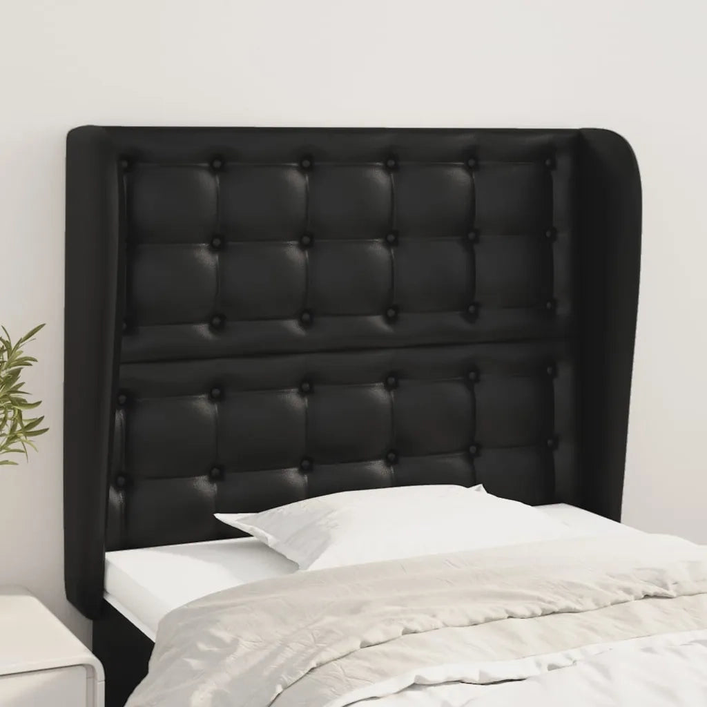 Testiera ad Orecchio-Testata con Orecchie Nera 83x23x118/128 cm in Similpelle 120504