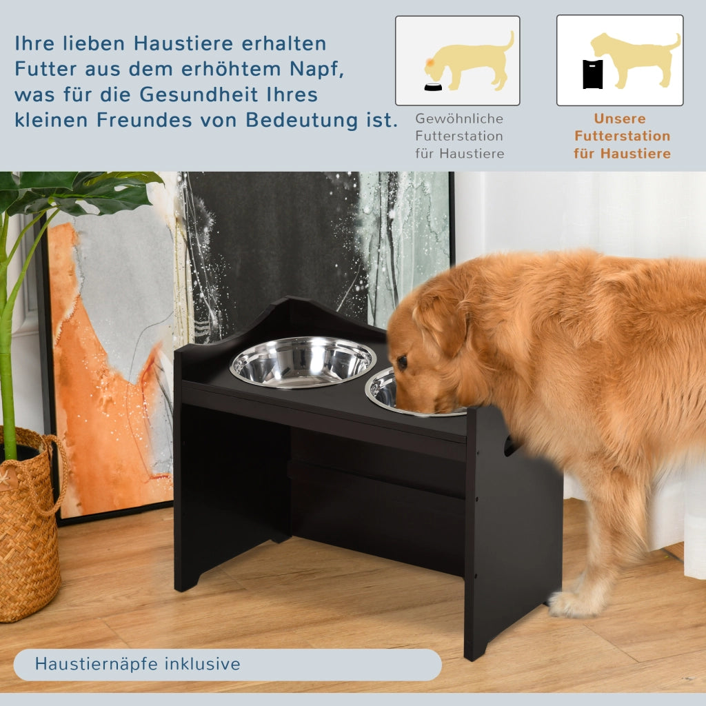 Ciotola per Cane Regolabile in Altezza con Supporto ¨C Minimal ¨C Acciaio Inox 2x2L