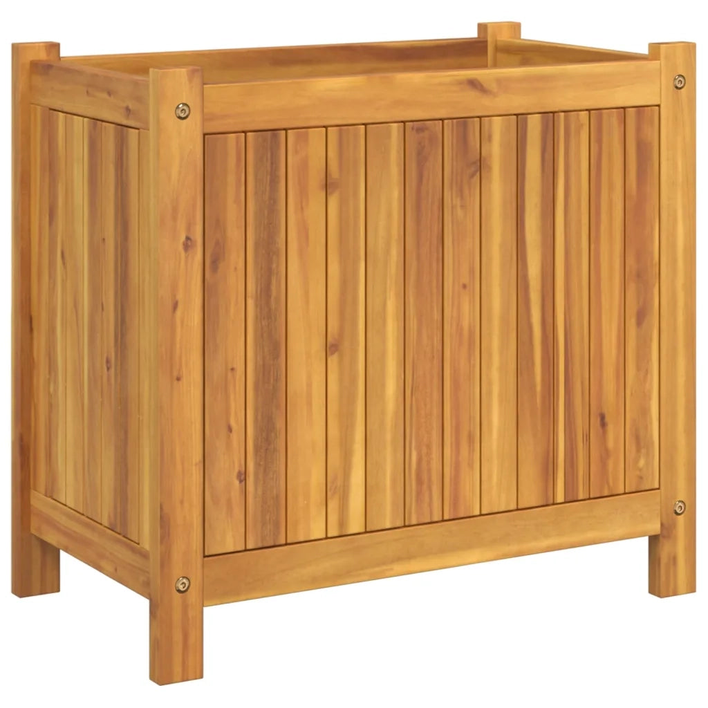 Fioriera | Cassetta per fiori | Vaso Giardino con Rivestimento 54x31x50 cm Massello Acacia