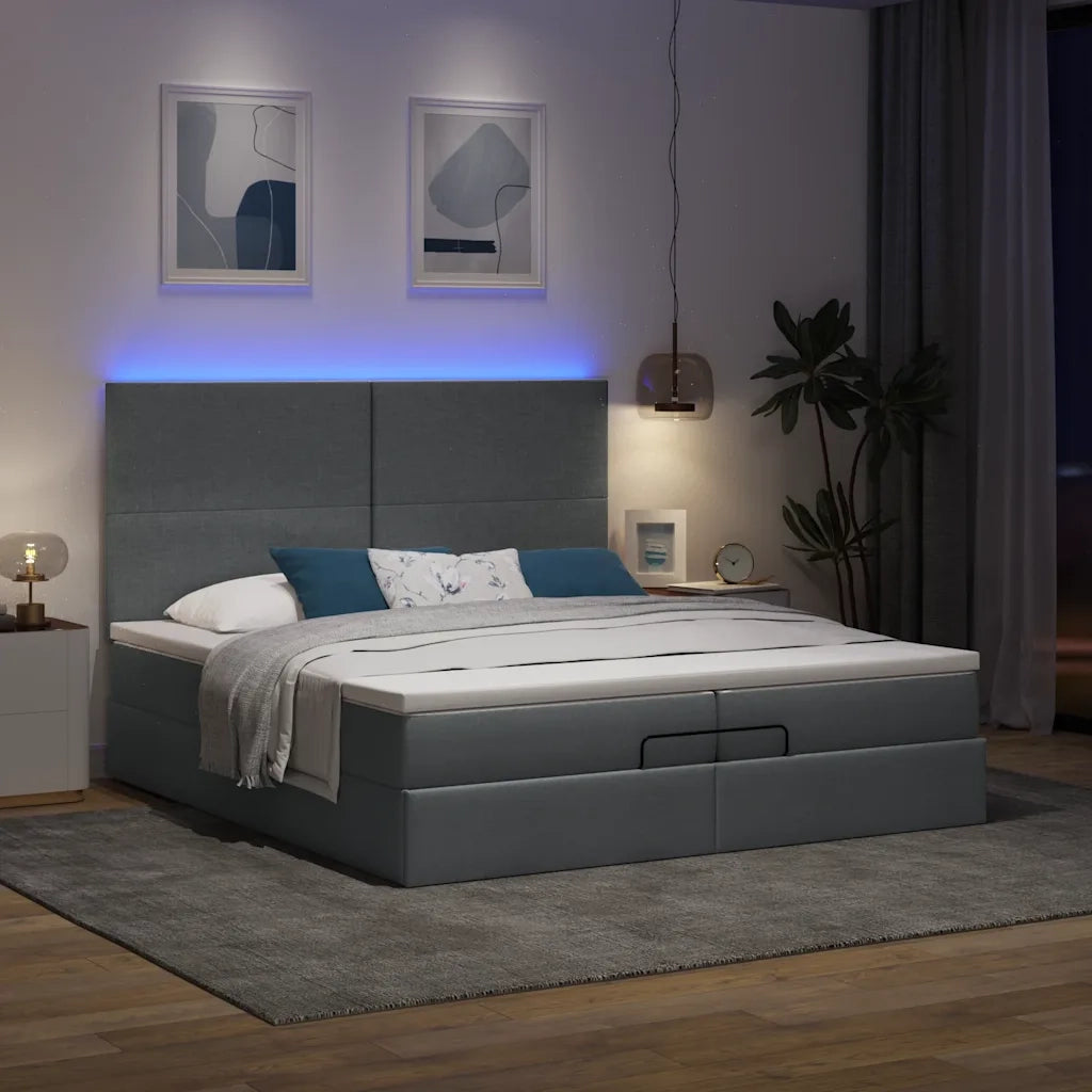 Struttura Letto Pouf con Materassi 200x200 cm in Tessuto 3313949