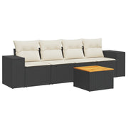 Set Divani da Giardino 5 pz | Set Salotto da Giardino con Cuscini in Polyrattan Nero