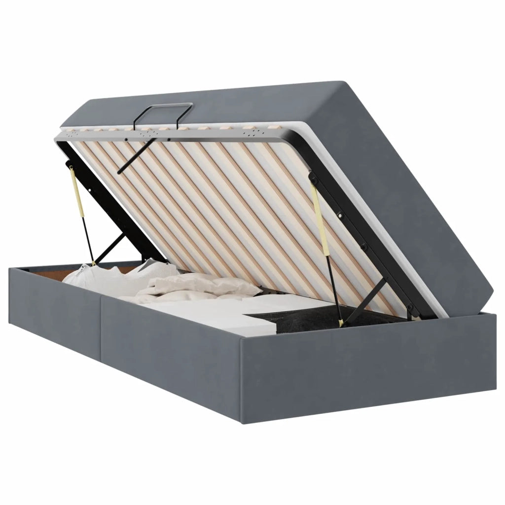 Letto con contenitore e materasso Grigio scuro 90 x 200 cm 3399695