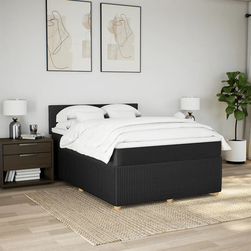 Giroletto a Molle con Materasso Nero 160x200 cm in Tessuto