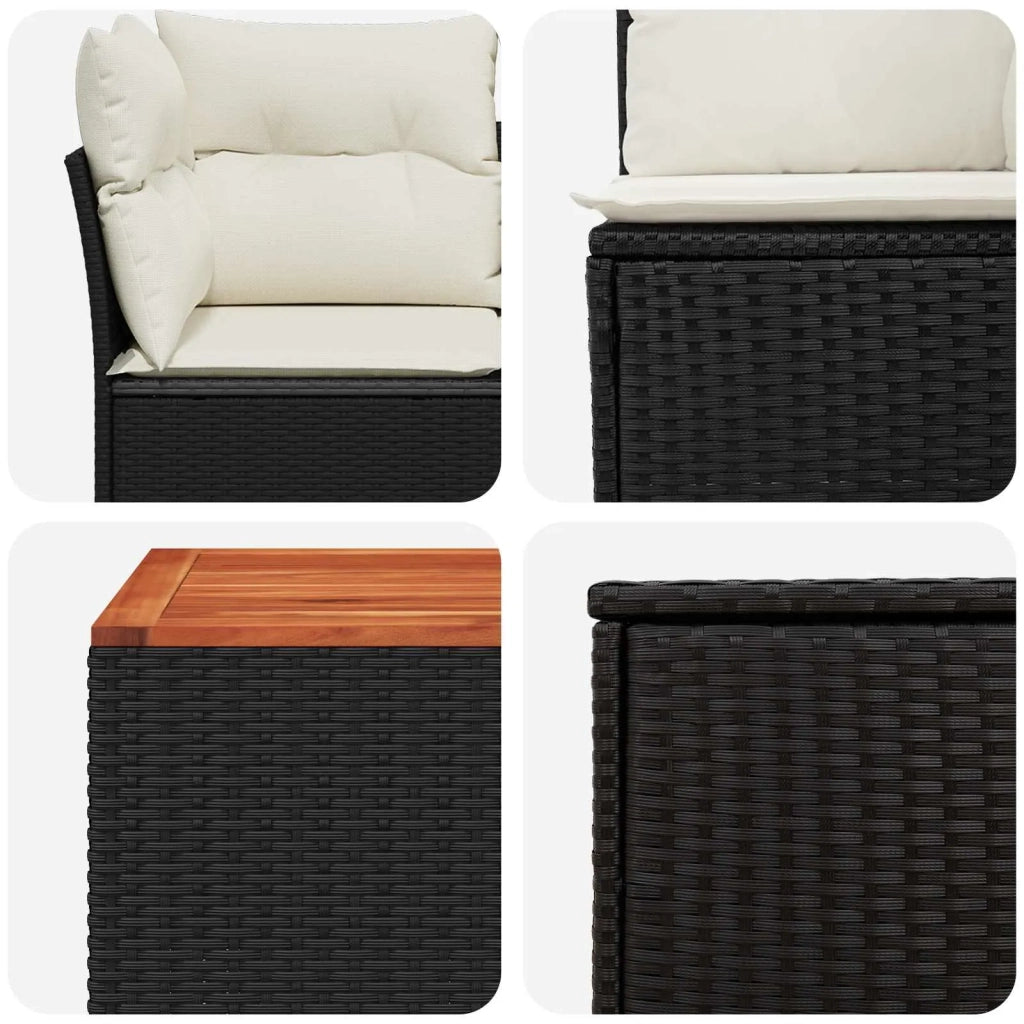 Set di divani 6 pz Nero e Bianco Crema 3447341