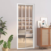 Porta Interna 83x201,5 cm Bianca in Vetro ESG e Alluminio 350573