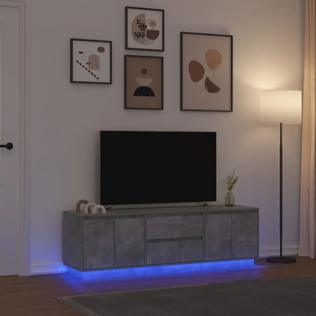 Mobile Porta TV con Luci LED-Mobile per TV-Credenza TV Grigio Cemento 160,5x41x50 cm