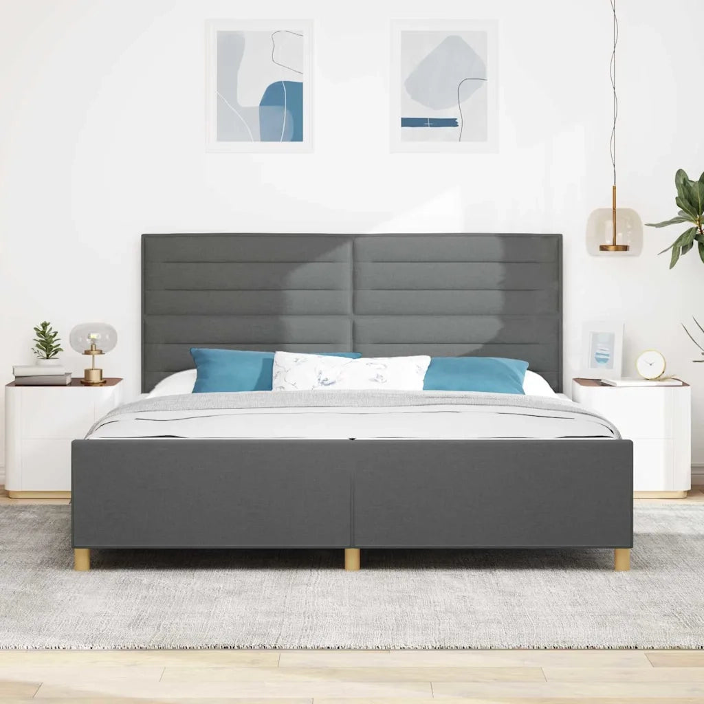 Struttura del letto-Giroletto Grigio scuro 200 x 200 cm Tessuto 981053