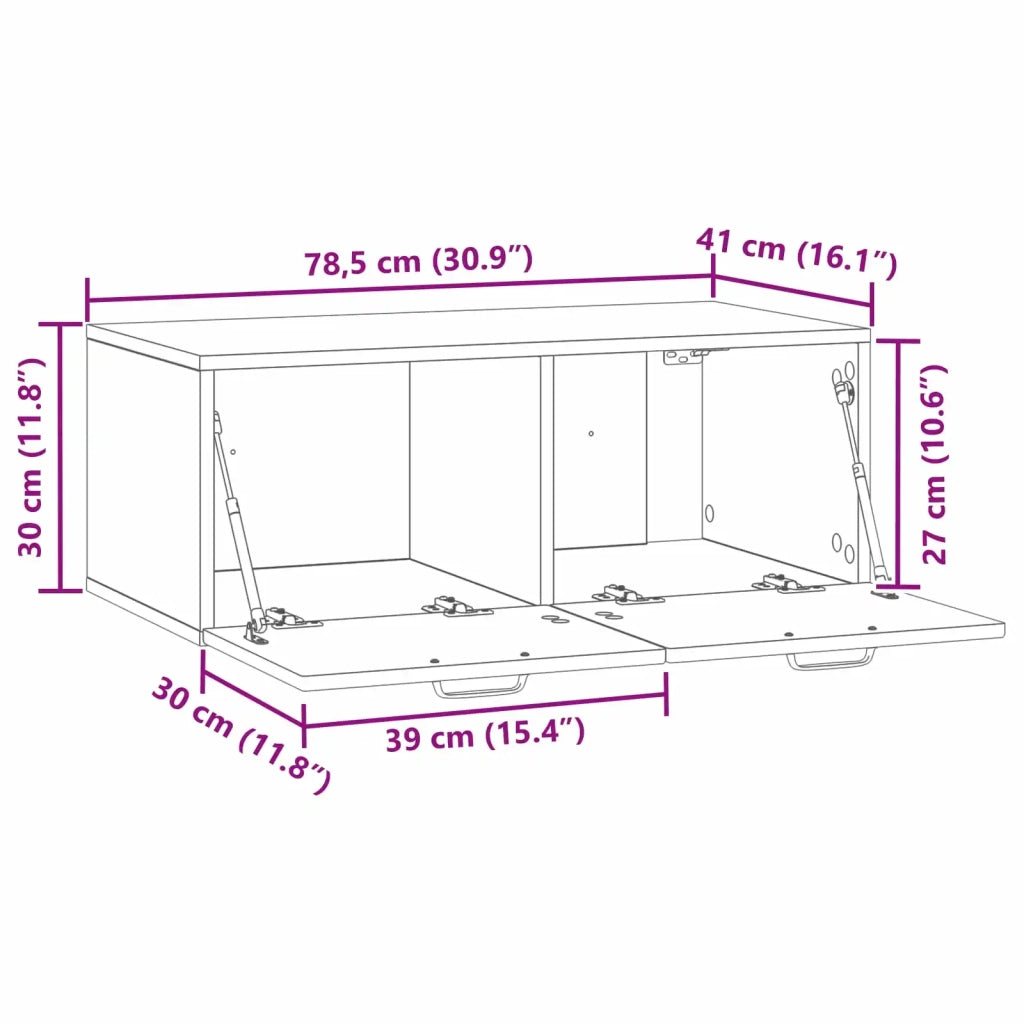 Mobile Porta TV da Muro Nero 78,5 x 41 x 30 cm 899366