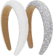 Set di 2 Cinture di Testa Glamorose per Donne - Matrimonio e Prom - Argento e Bianco