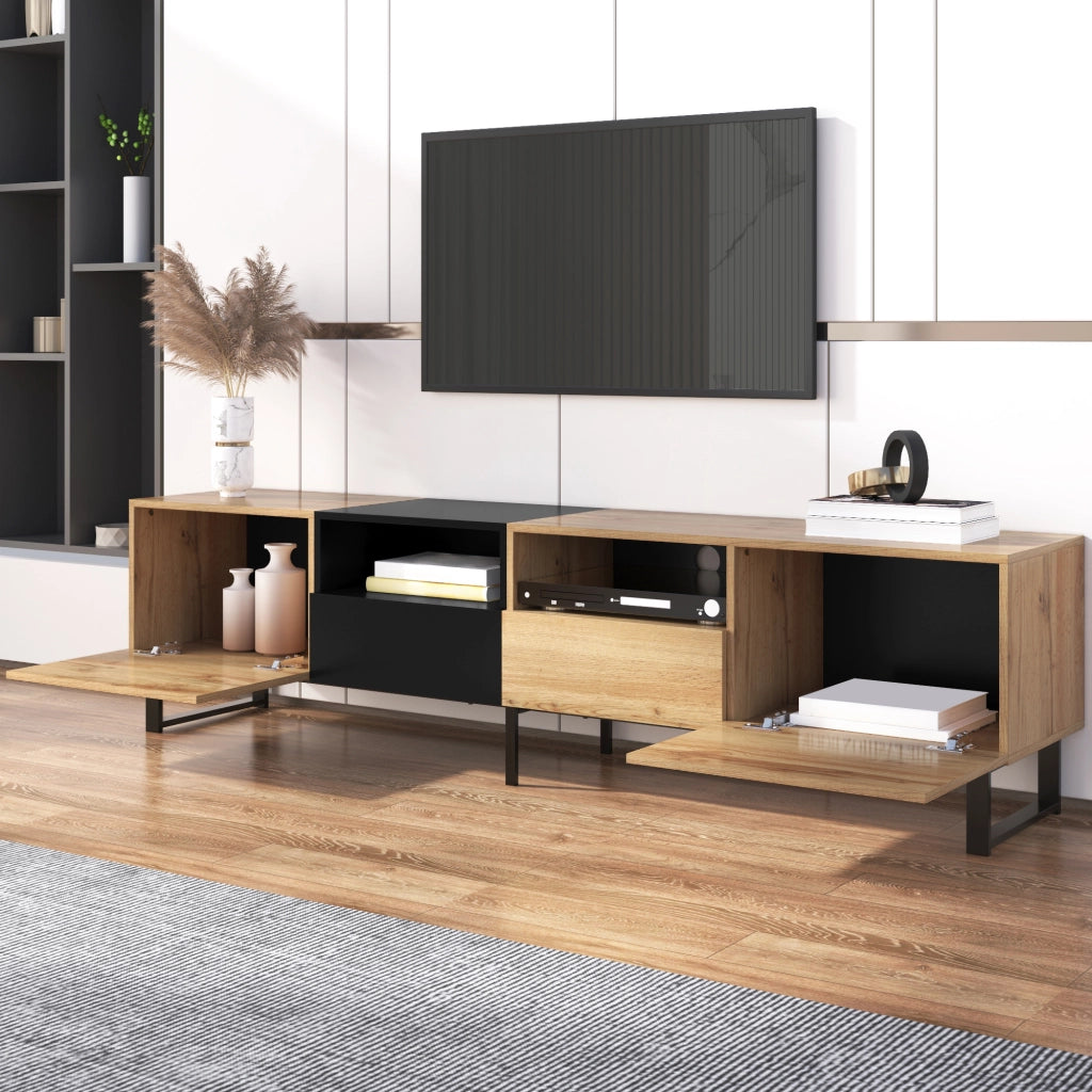 Mobile TV ¨C MINIMAL ¨C Nero, Legno, con Ripiani