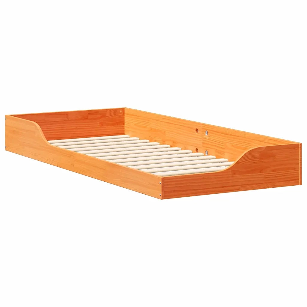 Struttura del letto Marrone cerato 100 x 210 cm Pino massello 873408