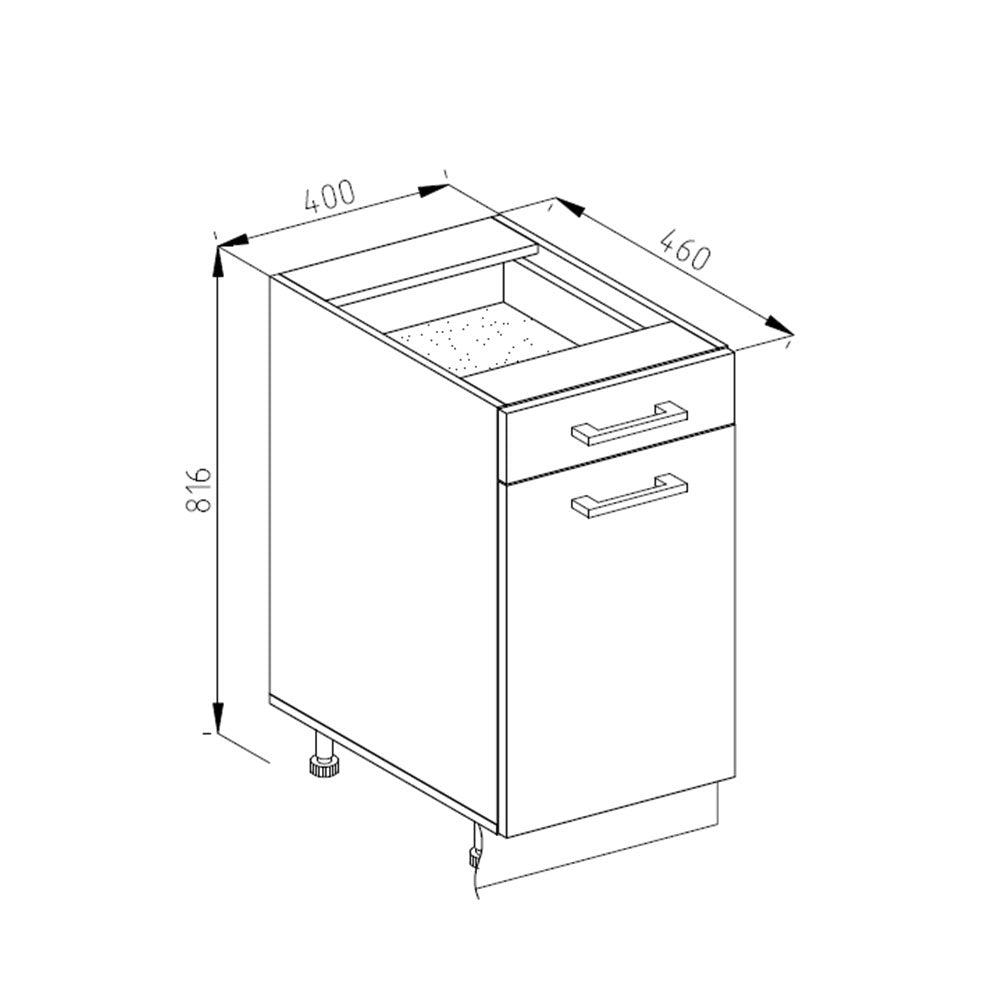 Vicco Mobiletto base per cucina Quercia dorata 40 cm , PL Antracite