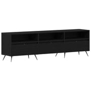 Mobile porta TV rettangolare moderno con pratico vano contenitore per soggiorno 150 x 30 x 44 cm legno composito nero 02_0051819