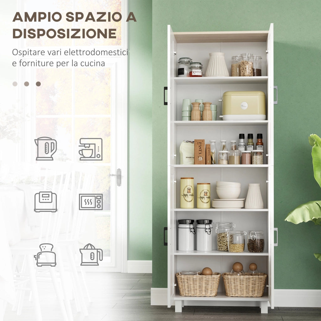 Armadio Dispensa ¨C Zephmum ¨C Bianco e Legno 60x30x170.5 cm
