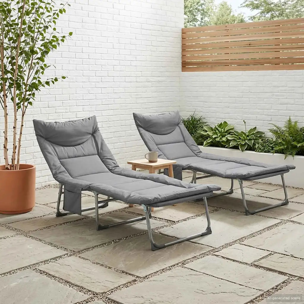 Lettino prendisole pieghevole con cuscino 2 pcs Antracite 42032387
