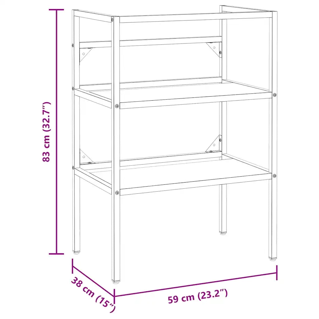 Struttura per Lavabo da Bagno-Mobile per bagno Nera 59x38x83 cm in Ferro