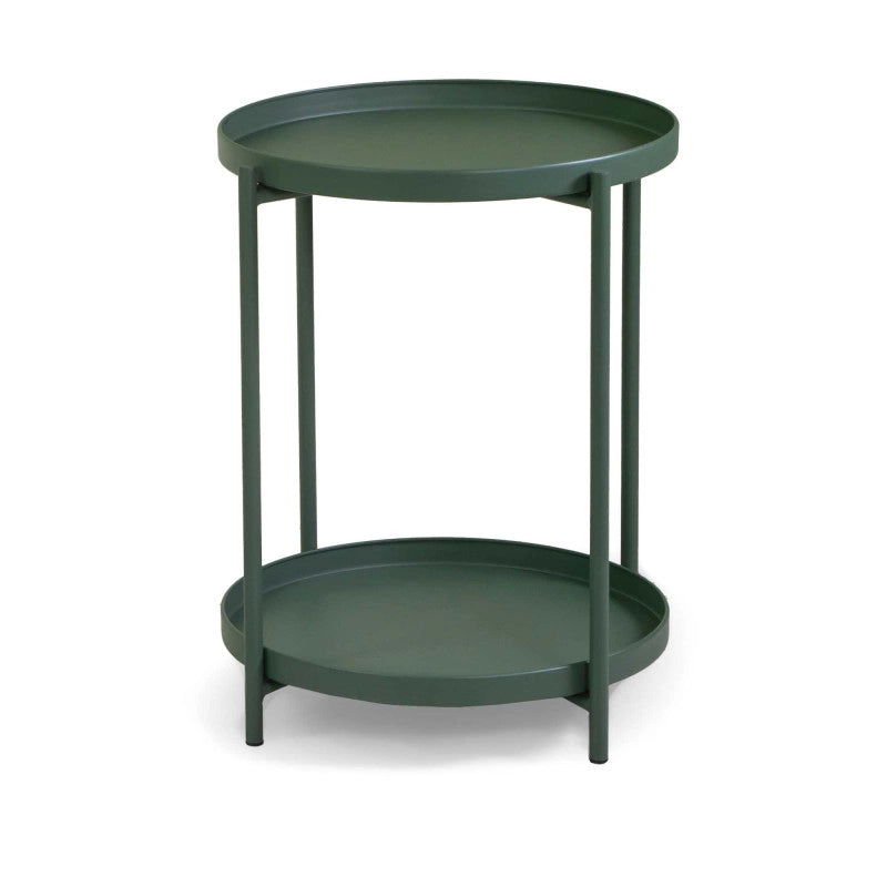 Tavolino Metallo Hiro Verde Tondo 2 Piani Cm ø40h50