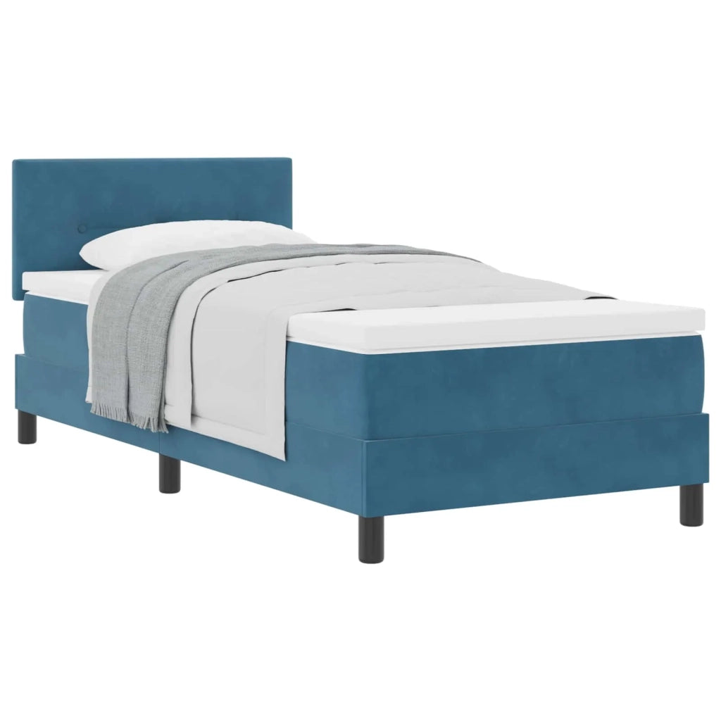 Letto a molle con materasso Blu Scuro 100 x 200 cm Velluto 3339156